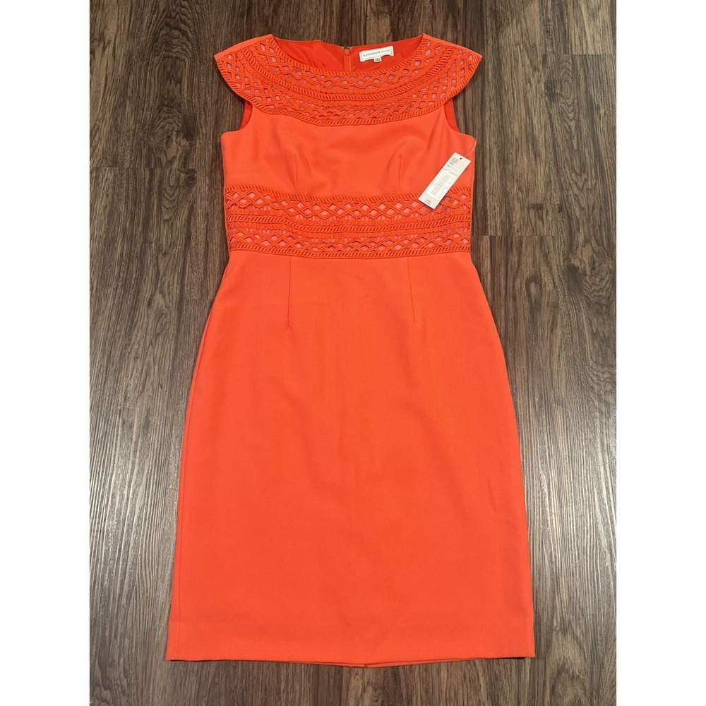 Katherine Kelly Lydia Dress Color Bright Orange Size 6 Sleeveless
